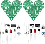 Songholee 2pcs Soldering Practice Kit Heart Shaped LED Flashing Lights Soldering Project Electronics DIY Solder Kit for Teaching and Creative Gifts Red