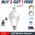 LED PIR Motion Sensor Bulb Globe Lights E27 12W Smart Detector Bedside Lamp