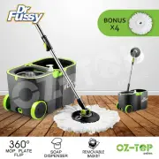 DR FUSSY 360 Degree Rotating Spinning Spin Mop Floor Clean Bucket System 4 Heads
