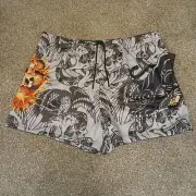 Ed Hardy Skull Panther Mesh Basketball Shorts Men's Size XL (NWT)