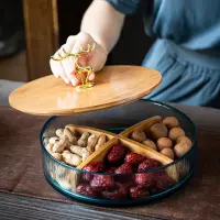 在飛比找蝦皮購物優惠-水果盤家用玻璃乾果堅果盤日式木製現代客廳創意家居零食盒糖果盒