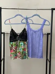 NWT! Lot of 2 INC International Concept Sz S Satin Lace Cami Camisole Top Bundle