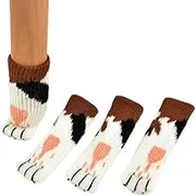 FOUCHAI Cute Cartoon cat Claw Knitted Table Foot Cover Non-Slip wear-resistant-1843 Brown Pattern||6-17cm