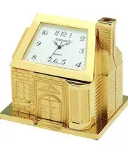 Sanis Enterprises House Clock, 2.5 by 2.5-Inch, Gold