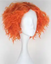 Mad Hatter Orange Curly Costume Wig