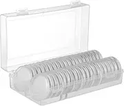 Ciieeo 40pcs Coin Box Mini Plastic Containers Plastic Coins Kickstand Coin Holder Case 51mm Coin Capsule Coin Storage Box Protect Gasket Coin Holder Case Coin Collection Supplies