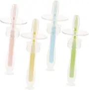 Healeved Baby Toothbrush Set Suction Base Toddler Brush Oral Cleaner Newborn to Boys and Girls Silicone Soft Bristles