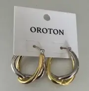 OROTON Nora Hoops In Gold/Silver RRP$99.95