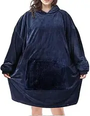 [Generic] Wearable Blanket Hoodie, Ultra Plush Comfy Oversize Sweatshirt, Cozy Fleece Blanket with Giant Pocket, Warm for Adult Women and Men, One Size Fits All (Blue)