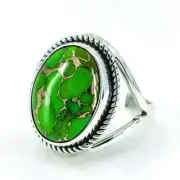 Navya Craft Green Copper Turquoise 925 Sterling Silver Handmade Statement Ring