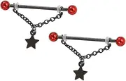 [Niaspi] 14G Star Chain Industrial Barbell Dangle Earrings for Women Unisex Stainless Steel 32mm Long Cartilage Helix Piercing Bar Hypoallergenic Lightweight Link Tassel Ear Piercing Jewelry, One Size