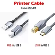 1.5M 3M 5M Printer Cable USB C or A to Type B Braided Cord for Printer Scanner
