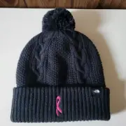THE NORTH FACE Cable Minna Fleece Lined Pom Beanie Hat Black Pink Ribbon One Sz