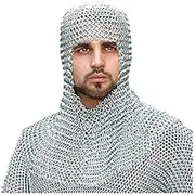 THORINSTRUMENTS (with device) Mail Armor Coif - Chainmail Butted Steel Armour Metallic One Size Rustic Vintage Home Decor Gifts