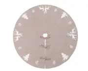 C13 122CM Christmas Tree Skirt Knit Rustic Xmas Tree Skirt Decoration 3D Deer Trees Pattern Scene Decorations-White