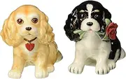 Cosmos Gifts 20761 Fine Porcelain Valentine Cocker Spaniel Dog Salt and Pepper Shakers Set, 3" H