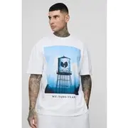Mens White Tall Oversized Wu-Tang Clan License Print T-Shirt