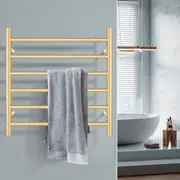 Brushed Gold Aluminium Electric Heated Towel Rail Rack Ladder Warmer 6 Round Bars