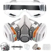 Respirator Reusable Half Face Cover Gas Mask with Safety Glasses, Filters for Painting, chemical, Organic Vapor, Welding, Polishing, Woodworking and Other Work Protection