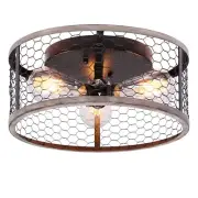 Ohniyou Rustic Ceiling Light Fixture,3-Light Flush Mount Ceiling Light Fixtur...