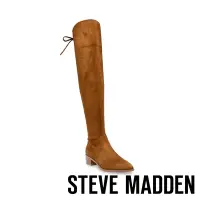 在飛比找Yahoo奇摩購物中心優惠-STEVE MADDEN-ARCHEY 麂皮後綁帶尖頭過膝靴