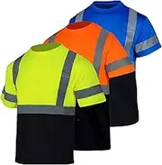 FONIRRA 3 Pack Safety Reflective High Visibility Shirt for Men Hi Vis Construction Work Shirts with Short Sleeve_
