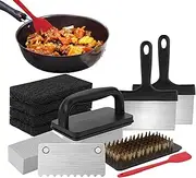 Barbecue Griddle Cleaning Accessories,Griddle Scraper Barbecue Scouring Pads - Heavy-Duty Multi-Functional Gears, Ergonomic Utensils for Food Truck Commercial Use