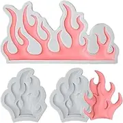 KuuGuu 3 PCS Flame Fondant Molds Fire Cake Decorating Silicone Molds Flame Shape Molds for Sugarcraft Cake Border Decoration Cupcake Topper Chocolate Candy Jewelry Polymer Clay Gum Crafting Projects