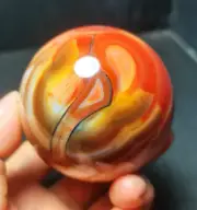 TOP 339G Natural Polished Banded Red Agate Crystal Sphere Ball Healing YWD887