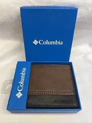 Columbia Men's Leather Billfold Wallet Brown/Black Coated Leather 220050