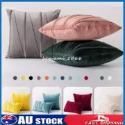 Velvet Plain Soft Cushion Cover Checks Throw Pillow Cases Sofa Home Decor