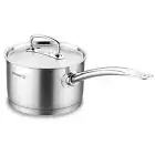 Korkmaz Proline 4Qt Stainless Steel Saucepan w High Profile Lid and Cool Handle