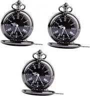 Gatuida Pcs Retro Pocket Watch Round Dual Display Roman Numerals Thin Chain Vintage