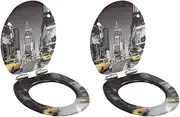 WC Toilet Seats 2 pcs with Soft Close Lids MDF New York Design Hardware Accessories