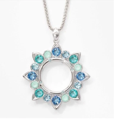 Touchstone Crystal Necklace Multicolor Rhodium 20” Adjustable New Condition