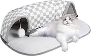Cat Bed with Tunnel, Tunnel Toy for Cat Detachable, Zipper Closure Cozy Furniture Kitten Cave Interactive Pet Stuff Supplies with Play Ball for Indoor Outdoor