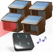 Driveway Alarm System- HTZSAFE 1/2Mile Solar Driveway Alarm System- Up to 70FT Wide Sensor Range- Fully Weatherproof Outdoor Motion Sensor&Detector DIY Security Alert System-1 Receiver and 4 Sensors