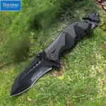 【HORIZON 天際線】披荊斬棘黑化野營折疊刀 HUNTER KNIFE(420不鏽鋼戶外求生刀/戰術刀/多功能露營刀/折刀)