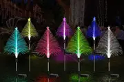 6Pcs Christmas Trees Lights Solar Fiber Optic Lights for Yard Garden Outdoor Decorations-Pentagram Christmas tree