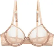 [Generic] Sexy Transparent Lingerie for Women Ultra Thin Cool Mesh Sheer Bra Underwire Support Everyday Bras Without Padding
