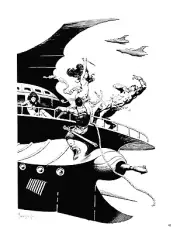 1985 full Black & White Plate "Attack On the Spaceship" Frazetta Fantastic GGA