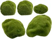 Luxshiny 5Pcs Lifelike Mossy Stone Model for Garden Landscaping Flocking Artificial Rocks for Bonsai Fish Tank and Micro Landscape Decor