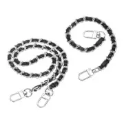 2Pcs 12" & 24" Purse Chain Strap with Buckle for Bags(Black, Silver)