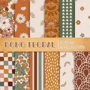 Whaline 24Pcs Floral Pattern Paper 30x30cm Retro Boho Rainbow Double-Sided...
