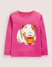 Halloween Appliqué T-shirt Tickled Pink Guinea Pig Girls Boden