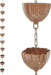 DFTDFYXYRain Chain 3.2-26.2FT Rain Water Catcher Aluminium Alloy-Hanging Rain Chains Replacement Rain Chain Gutters with Fixer and Hook,for Eaves Drainage,Decorate The Garden,Patio,Temple,4m(13.1ft)