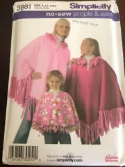 SIMPLICITY #3981 - LADIES & GIRLS TWO LENGTH ~ NO SEW ~ PONCHO PATTERN FF