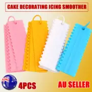 4Pcs Cake Decorating Icing Smoother Edge Frosting Scraper Comb Pastry Spatulas