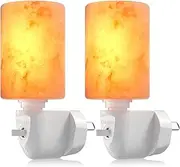 BrightArk Salt Lamp Plug in Night Light with Wall Plug, Pink Crystal Rock Himalayan Salt Lamps, Bathroom Bedroom Night Light, Hand Crafted Cylinder Size, 2 Pack