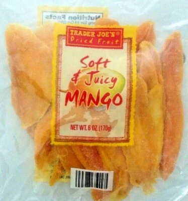 Trader Joe's Dried Fruit Soft and Juicy Mango Slices 6 oz bag Juicy Bits Mango